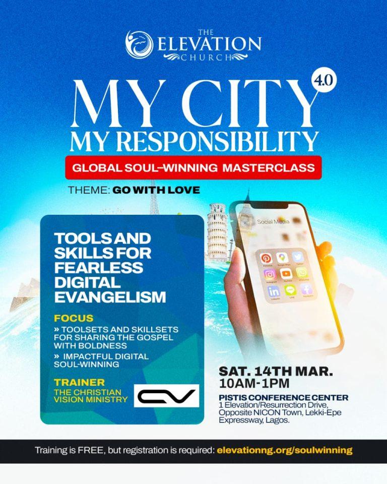 Masterclass flyer: Tools and Skills for Fearless Digital Evangelism, Saturday 14th March, 10AM to 1PM