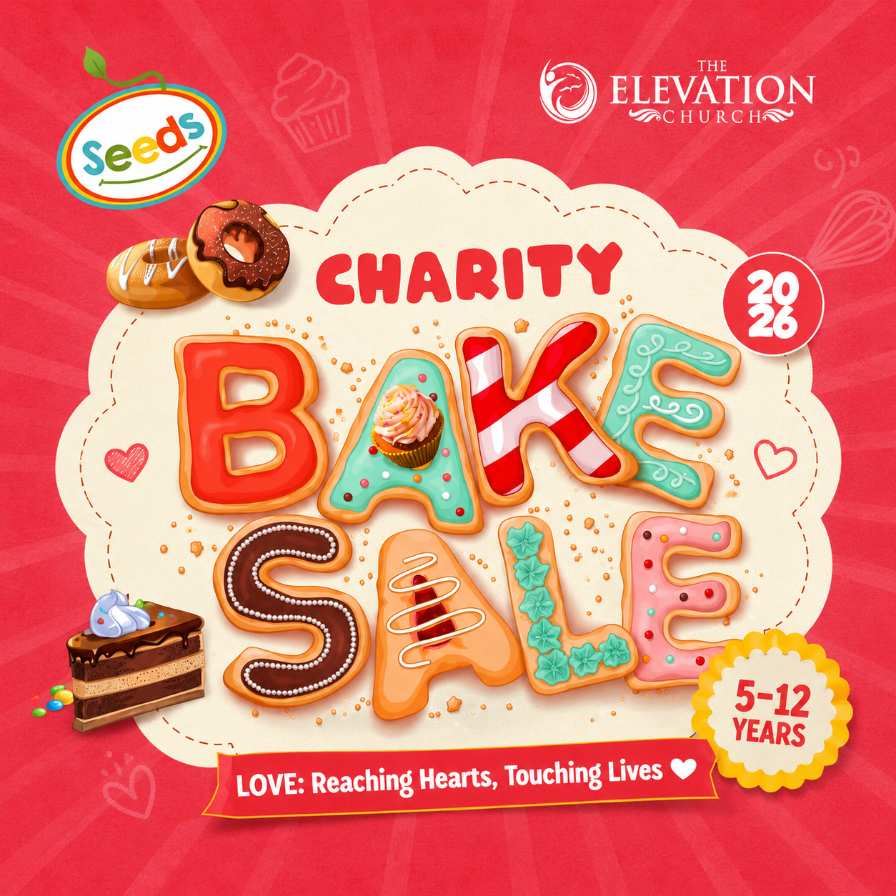 Charity bake sale event flyer